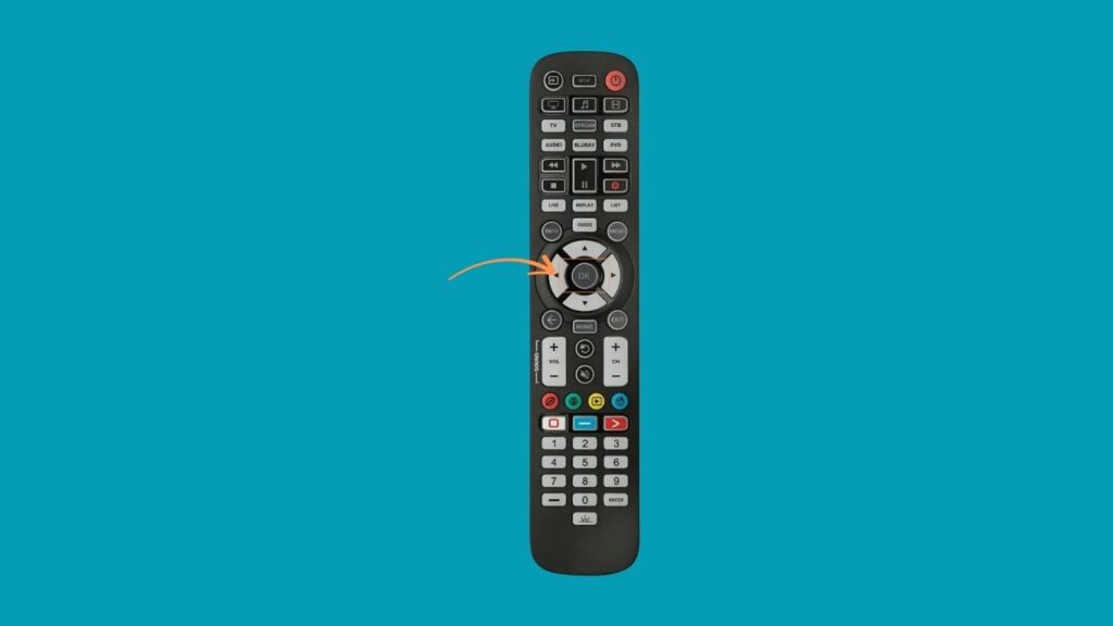 Point the remote at your device, then press and hold the “OK” button.