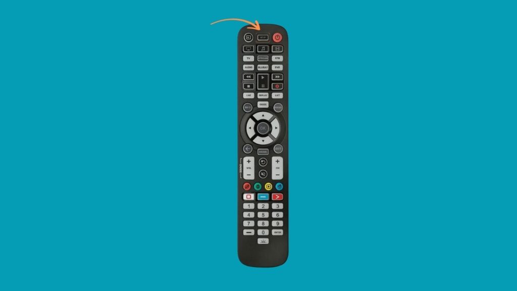 Press and hold the “Program” or “Setup” button until the power light turns red and stays solid.